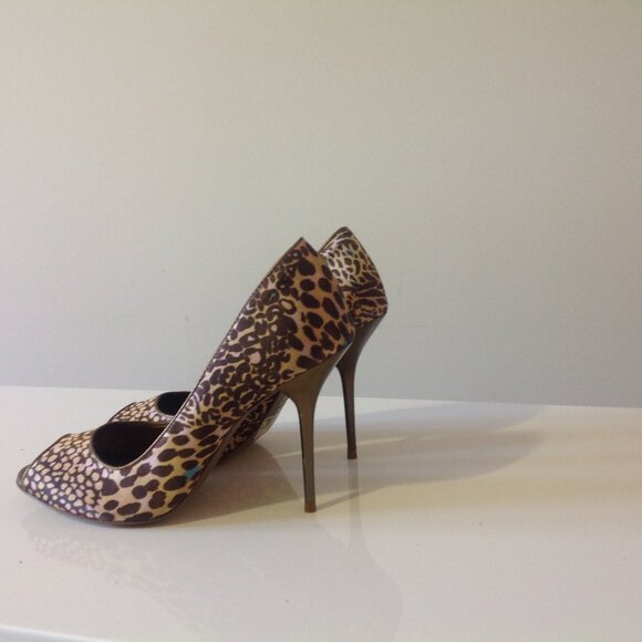 Peep-toe Leopard Print Pumps Heels Women's Shoes Size 8 - Picture 3 of 4